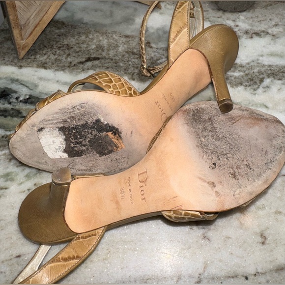 DIOR Embossed Ankle Strap Heel 38.5 - Picture 11 of 14